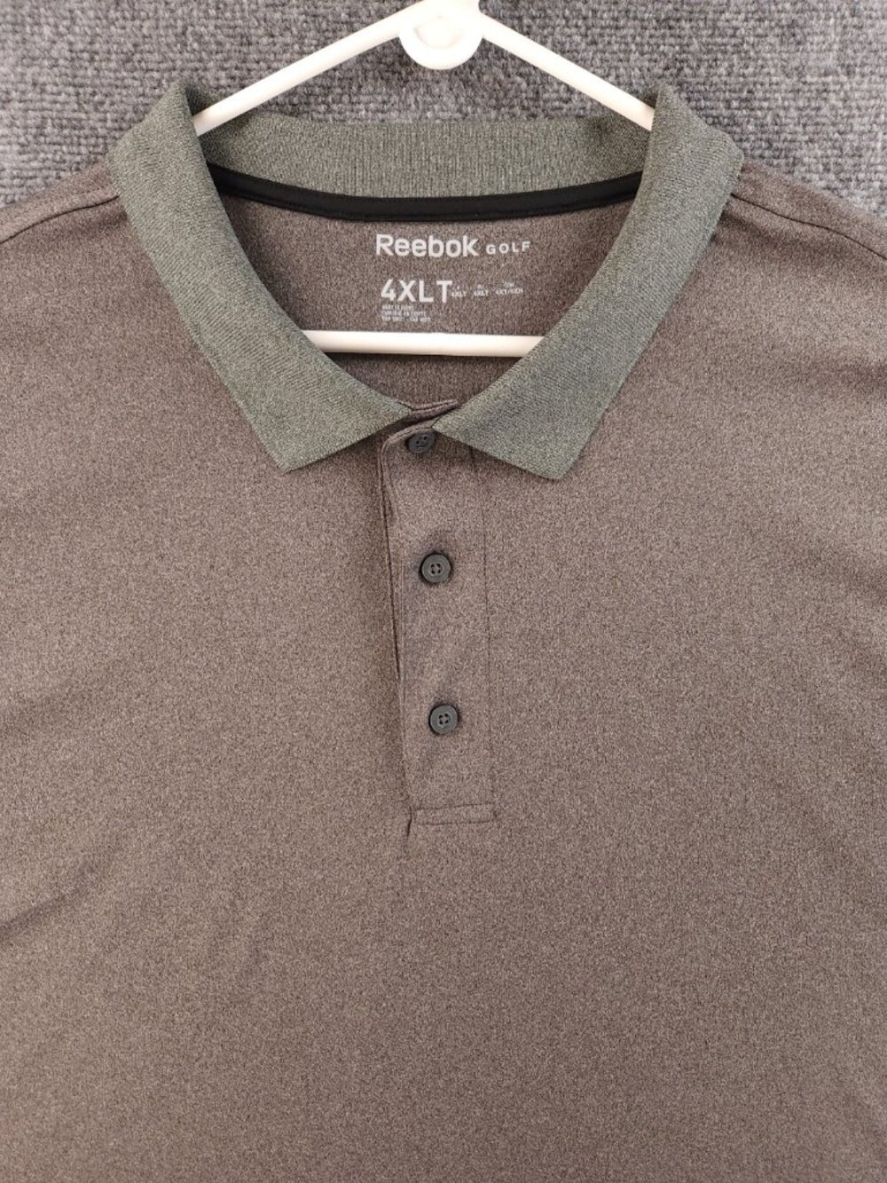 Reebok Men 4XLT Gray Heathered Stretch Golf Polo Shirt Short Sleeve Collared